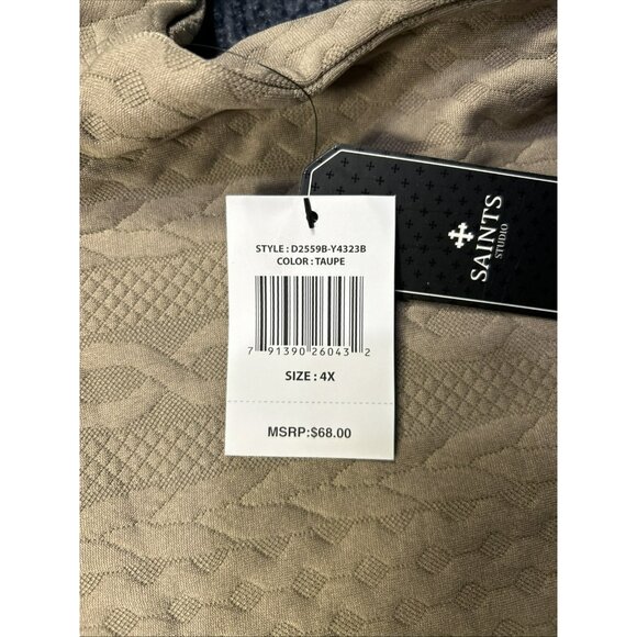 Saints Studio Men's Apparel Brown Embossed T- Shirt 4XL Cable Knit Pattern - Picture 5 of 5